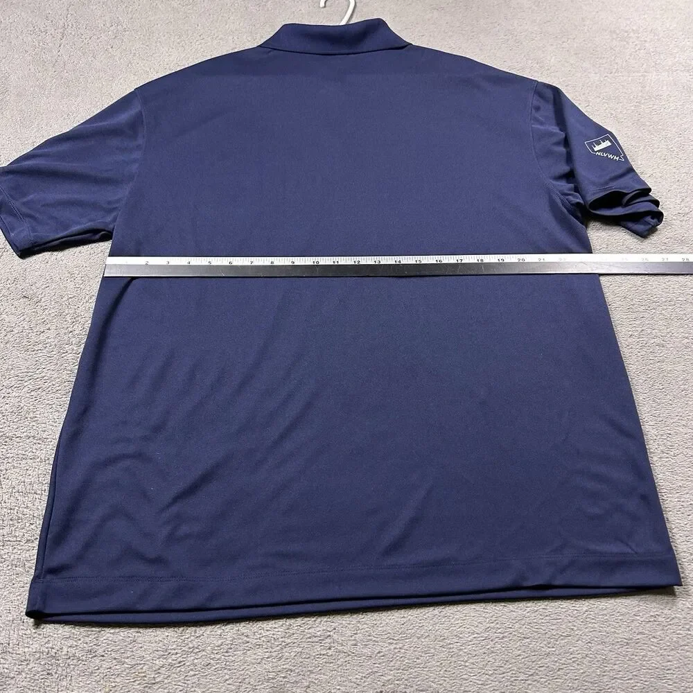 Nike Golf Polo Shirt Mens XL Navy Blue Dri-Fit Short Sleeve NLVWM Graphic